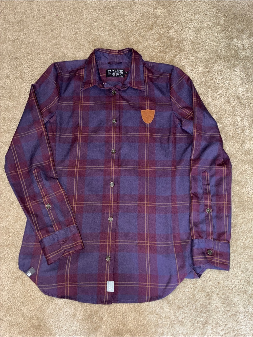 Flylow Men's Plum Plaid Long-Sleeve Button-Down Shirt